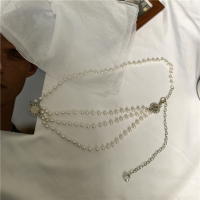 韩国新款夏季多层珍珠腰链女配连衣裙装饰细腰带ins简约百搭裙带 银色 珍珠腰链