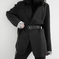 隐觅 暗黑先锋系小众设计师街头百搭暗黑风战术帆布腰带男女通用 黑色