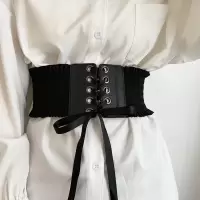 收腰女士腰封绑带宽腰带系带塑身时尚外穿配饰裙子衬衫裙装饰皮带 黑色