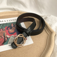 腰带女装饰腰饰 新款韩版小众镂空花朵扣ins配连衣裙西服大衣皮带 黑色