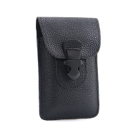 新款手机包男穿皮带6.5寸手机袋竖款多功能腰包腰带手机套6寸挂包 黑色[单层6.5寸]