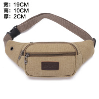 新款休闲手机包男多功能穿皮带挂腰包帆布手机套腰带包耐磨钱包 卡其色A0425