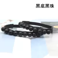 防掉跟束鞋带女不跟脚珍珠松紧鞋带扣高跟鞋懒人神器免安装鞋带 黑底黑珠-松紧珍珠