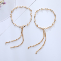 百搭高跟鞋束鞋带女平底防掉跟防止不跟脚鞋大掉鞋扣金属脚链带钻 圆钻金链