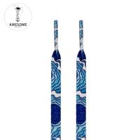 个性浮世绘黑白涂鸦民族风彩色印花扁平男女鞋带适配匡威1970sAJ1 浮世绘海浪120cm