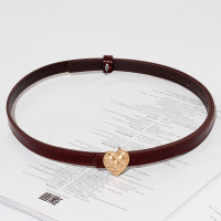 米翱细腰带女装饰腰饰配西装大衣连衣裙毛衣百搭气质简约韩版皮带 【款F】金色爱心按扣款【酒红】宽1.3