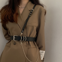 时尚腰带女ins装饰配连衣裙子西装外套收腰百搭链条舞台皮带背带 单独腰带(带链条)