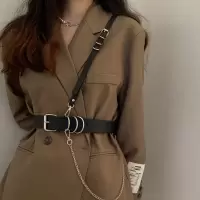 时尚腰带女ins装饰配连衣裙子西装外套收腰百搭链条舞台皮带背带 单独腰带(带链条)