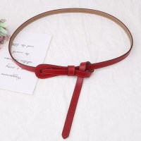 毛衣腰带女士百搭时尚配裙子衬衫女细真皮装饰小皮带黑色打结腰带 红色