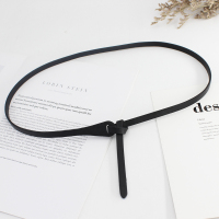 细腰带女士韩版简约百搭配裙子pu软皮带复古港风装饰收腰打结绑带 黑色 WP286 100cm