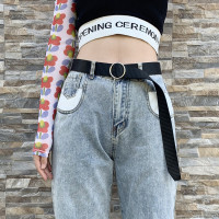 帆布皮带女士编织裤腰带黑色百搭男工装裤军训布料裤带工装夏季潮 黑色