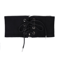 复古绑带束身衬衫腰封装饰连衣裙简约百搭 时尚衬衣布腰带女宽黑 纯黑 65cm