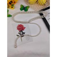 韩国复古珍珠腰带女简约百搭弹力松紧串珠细腰链装饰搭配裙子裙带 三排珍珠串珠腰链