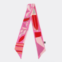 真丝绑包包手柄丝巾缠手提包绑带桑蚕丝系包上窄细小长条装饰丝带 粉红色 夏威夷风情