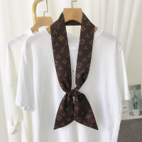 春秋字母细窄长条丝巾女百搭时尚小领巾牛仔裤腰带绑包丝带飘带 H-深咖色