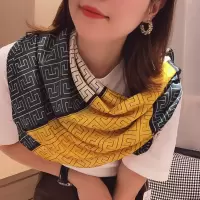 九玖故事 90*90大方巾丝巾女仿真丝缎面百搭春秋洋气围巾披肩两用 简E黄