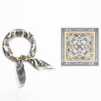 春夏季桑蚕丝真丝小方巾女薄款法式小丝巾优雅杭州丝绸围巾 优雅/动物王国