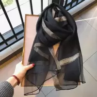 杭州围巾女士薄款披肩丝巾长款春秋妈妈款百搭纱巾真丝桑蚕丝羊毛 黑色