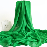 绿色丝巾女夏季防晒果绿纱巾超大雪纺沙滩巾头巾秋冬保暖围巾披肩 松绿色 180*70绿色