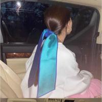 宋妍霏同款发带法式发饰女百搭装饰丝巾ins蓝色双面长款丝巾围巾 宋妍霏同款