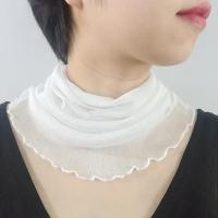 新款加大桑蚕丝丝巾脖套 网眼真丝围脖女 春秋套头防晒护颈椎丝巾 白色