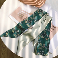 韩国洋气百搭丝巾小长条法式复古装饰丝巾发带绑包飘带领巾搭西装 虎皮兰墨绿