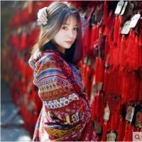 春夏民族风文艺棉麻披肩沙漠围巾云南旅游防晒沙滩巾空调巾丝巾女 部落酒红色