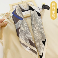真丝小方巾女丝巾杭州桑蚕丝绸夏季薄款领巾时尚百搭空姐防晒围巾 典雅茉莉