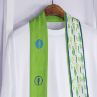 GOTAN时髦牛油果绿 韩国双面仙人掌度假风显白长款丝巾领巾飘带女
