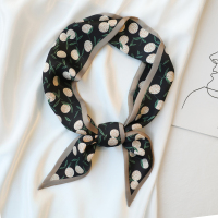 长条方巾小丝巾女夏季装饰搭配衬衫t恤复古绑发带领带薄丝带飘带 小荔枝小斜角-黑