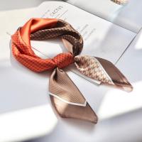 2020秋冬新款暖色调小方巾女性职业百搭简约款70cm小丝巾 香槟橘色