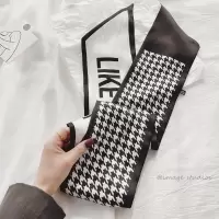 千鸟格百搭丝巾小长条细窄多功能发带装饰韩版头巾时尚ins潮领巾