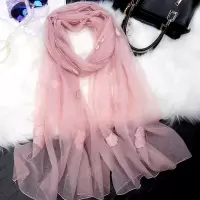 杭州丝绸丝巾女百搭薄款纱巾围巾长款春秋冬款洋气时尚妈妈款夏季 蝴蝶-皮粉色
