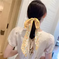 黄色橙子夏季小丝巾女春秋百搭长条绑发发带小清新装饰领巾法式潮 黄色小橙子