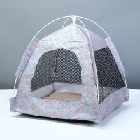 猫窝狗窝四季通用夏天狗床猫窝帐篷窝宠物窝狗屋夏季牛津布可拆洗 帐篷窝-碎花[简易款] S-小型(适合3斤内猫狗)