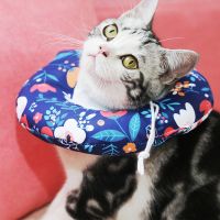 伊丽莎白圈软布宠物猫咪伊利沙白防舔头套耻辱项圈猫脖圈绝育用品 山茶花(防水款) XS(建议两斤内)