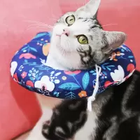 伊丽莎白圈软布宠物猫咪伊利沙白防舔头套耻辱项圈猫脖圈绝育用品 山茶花(防水款) XS(建议两斤内)