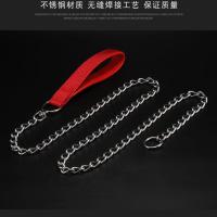 不锈钢一体式P链遛狗蛇链狗项圈牵引绳狗链子金毛德牧牵狗绳子 红色小型(丝粗2.3mm) 1.2米(包括拉手)