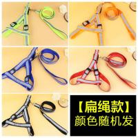 [送铃铛]反光狗链狗绳宠物牵引绳胸背遛狗泰迪金毛幼犬中小型犬 单层[颜色随机发]扁绳 S码 送铃铛 (约3-10斤)
