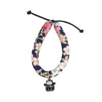 猫咪项圈除跳蚤圈防虫虱子手工日式和风铃铛带猫牌脖圈宠物用品 藏青梅花 M号(20-25CM)12斤以下