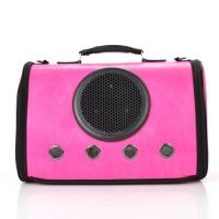 小型狗背包猫包PU皮牛津布太空旅行包宠物外出便携手提窝斜挎狗笼 玫红色 猫15狗15斤