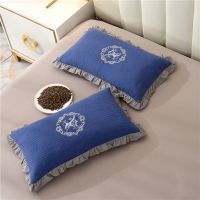 LACASA荞麦枕头一只正头枕芯护颈椎枕枕套成人睡觉枕头芯保健枕 韩绣深蓝 30CM*50CM一只