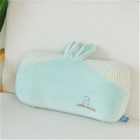 卡通慢回弹记忆棉小枕头办公室午睡枕学生单人枕头毛绒便携可拆洗 绿色（长40+宽20+高9cm）