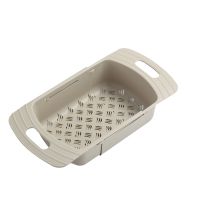[不挑水槽]可伸缩厨房水槽沥水架置物架塑料放碗筷架子沥水篮 [咖色]1个装