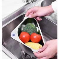 304三角沥水篮不锈钢j加厚水槽三角沥水架吸盘式厨房用品海收纳篮 304沥水篮(纯色)