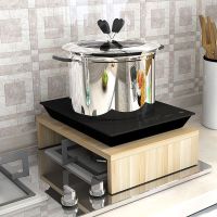 厨房置物架电磁炉架子灶台面支架底座集成灶煤气燃气灶盖板罩家用 浅胡桃(纯板式)