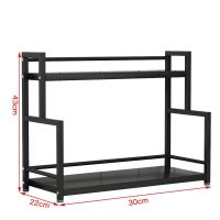 厨房置物架台面调料架子收纳架家用调料盒罐瓶架调味品多层免打孔 双层30豪华纯黑碳钢不推荐 2层/3层均送一对S钩