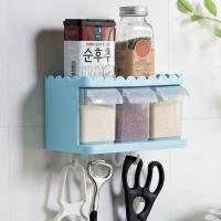 调料罐套装调味盒子厨房用品带盖调料盒盐罐调味品家用带勺佐料盒 北欧蓝色 经典款3格调味盒