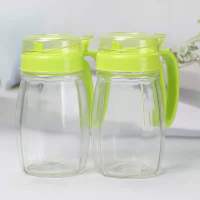 厨房用品百货玻璃油壶调味瓶套装家用带盖调料罐储物瓶 绿色 油瓶2件套无底座