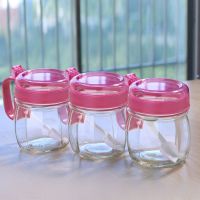 厨房用品玻璃调料盒家用大号油壶调味瓶盐罐酱油瓶组合套装收纳盒 红色 1只油壶